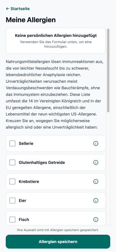 Aktueller Good4Me? Mein-Allergien-Editor