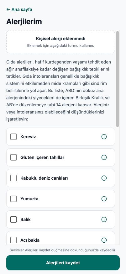 Mevcut Good4Me? Alerjilerim düzenleyicisi