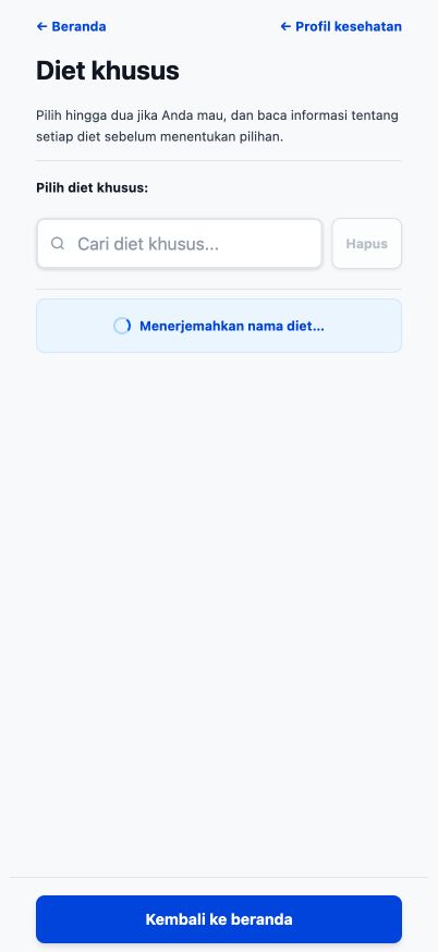 Halaman Diet Khusus Good4Me? saat ini dengan pilihan diet yang dapat dicari