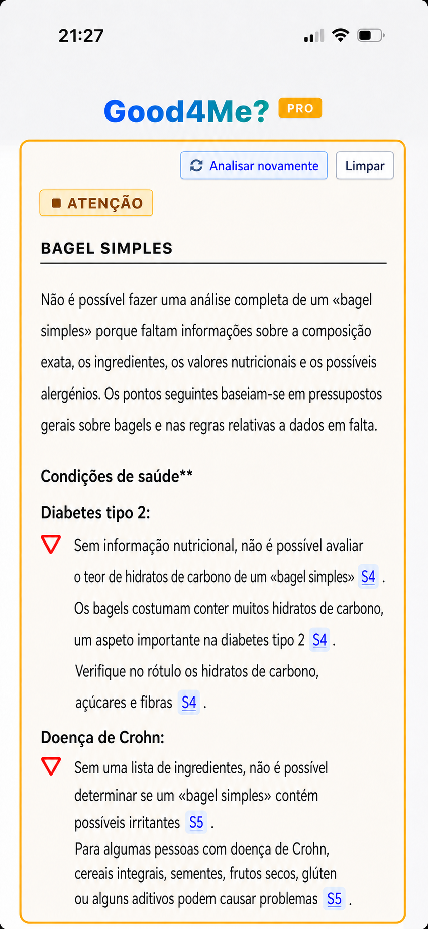 Leia o resultado