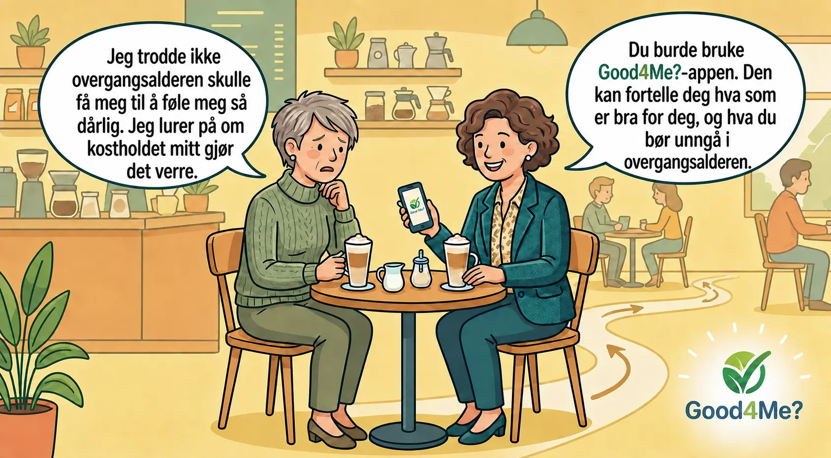 Venner snakker på norsk om Good4Me? og overgangsalder