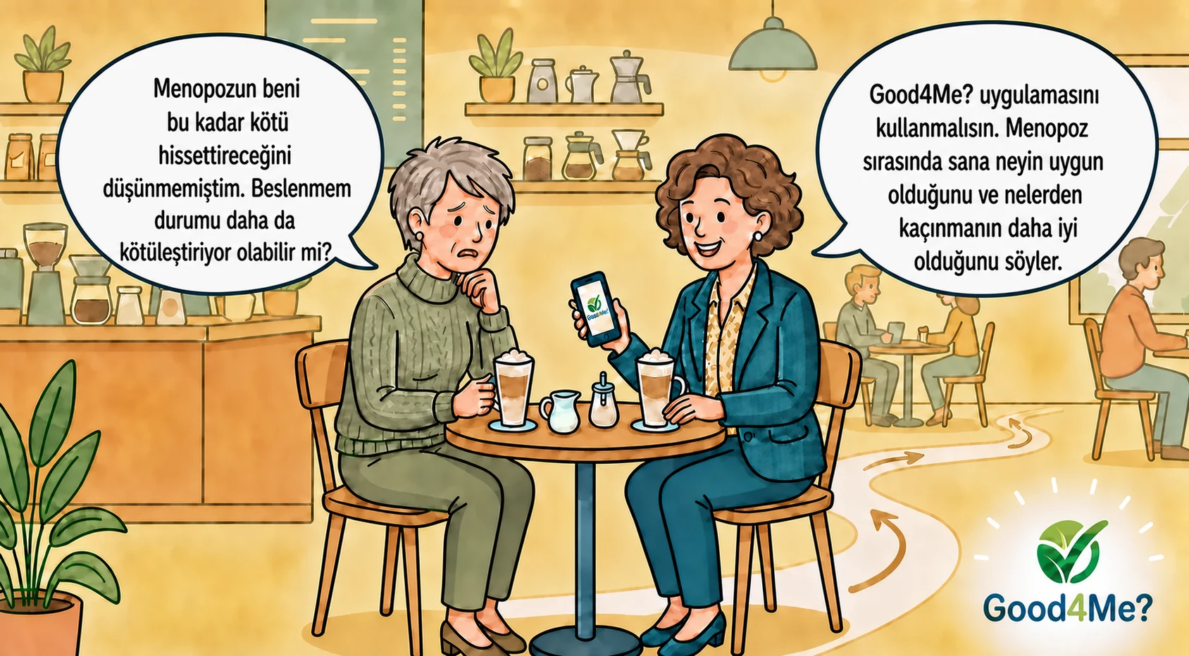 Arkadaşlar Türkçe'de Good4Me? ve menopozdan bahsediyor