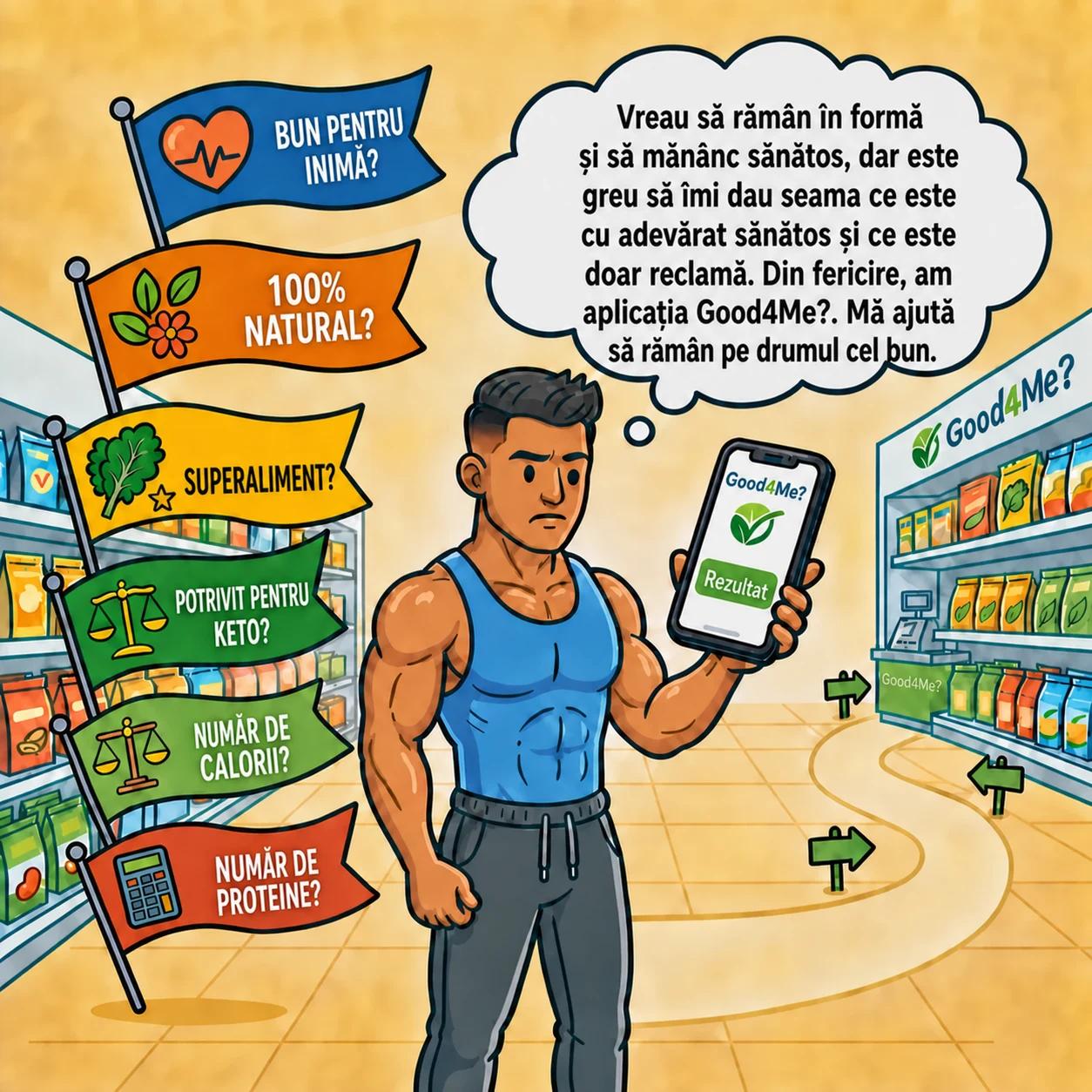 Un bărbat activ consideră o dietă sănătoasă
