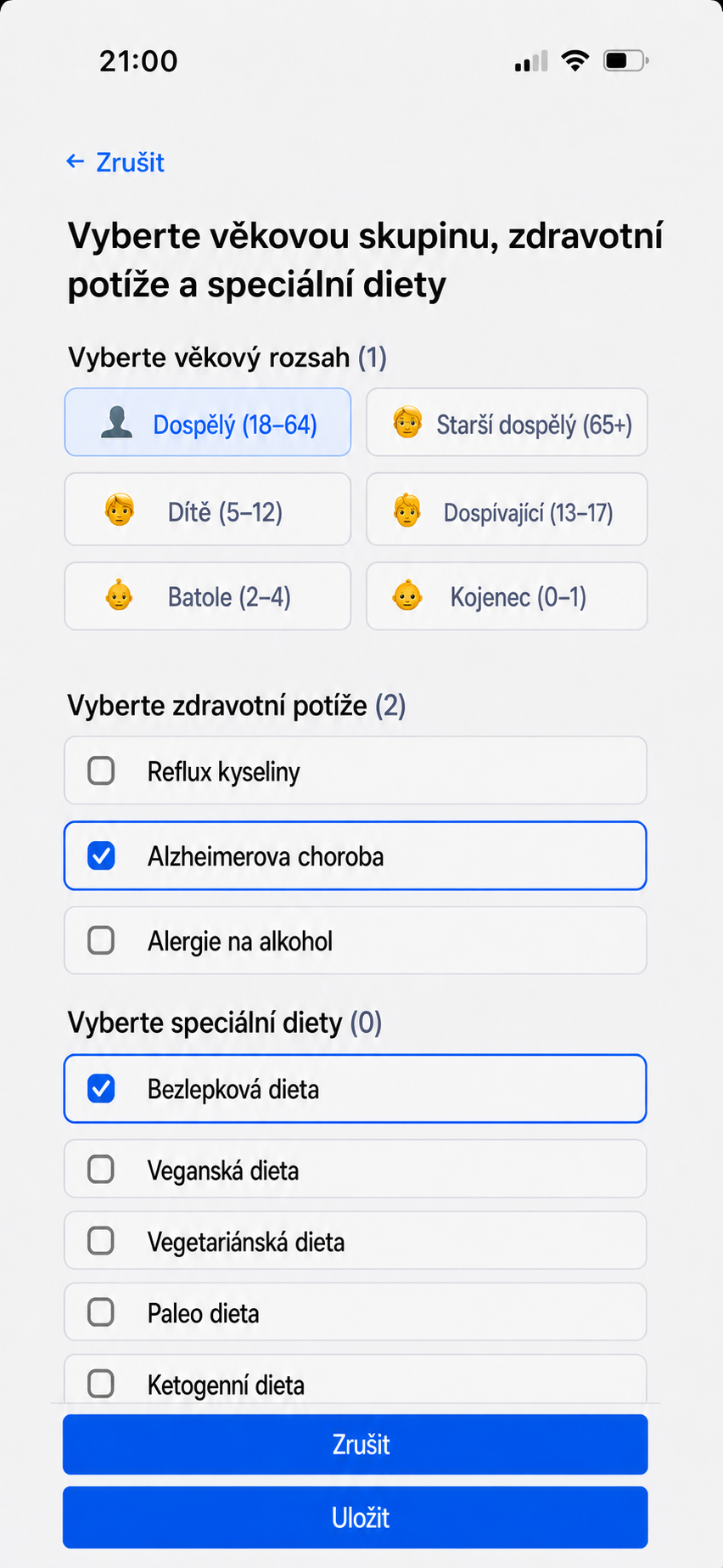 Přidejte zdravotní potíže