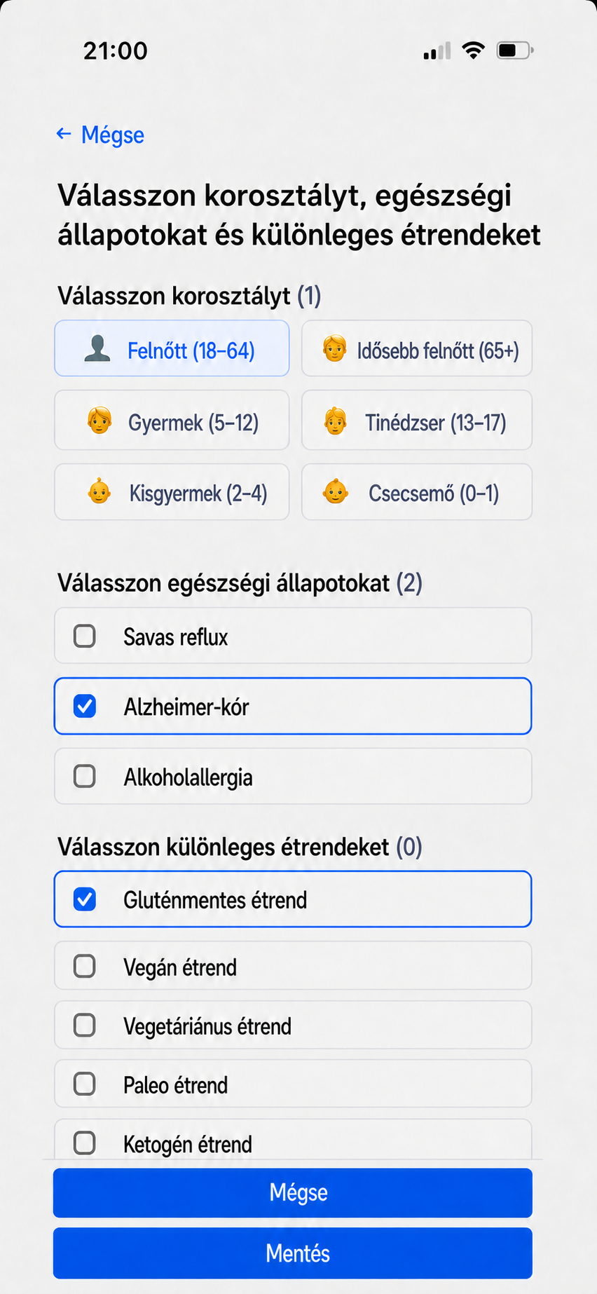 Adj hozzá egészségi állapotokat
