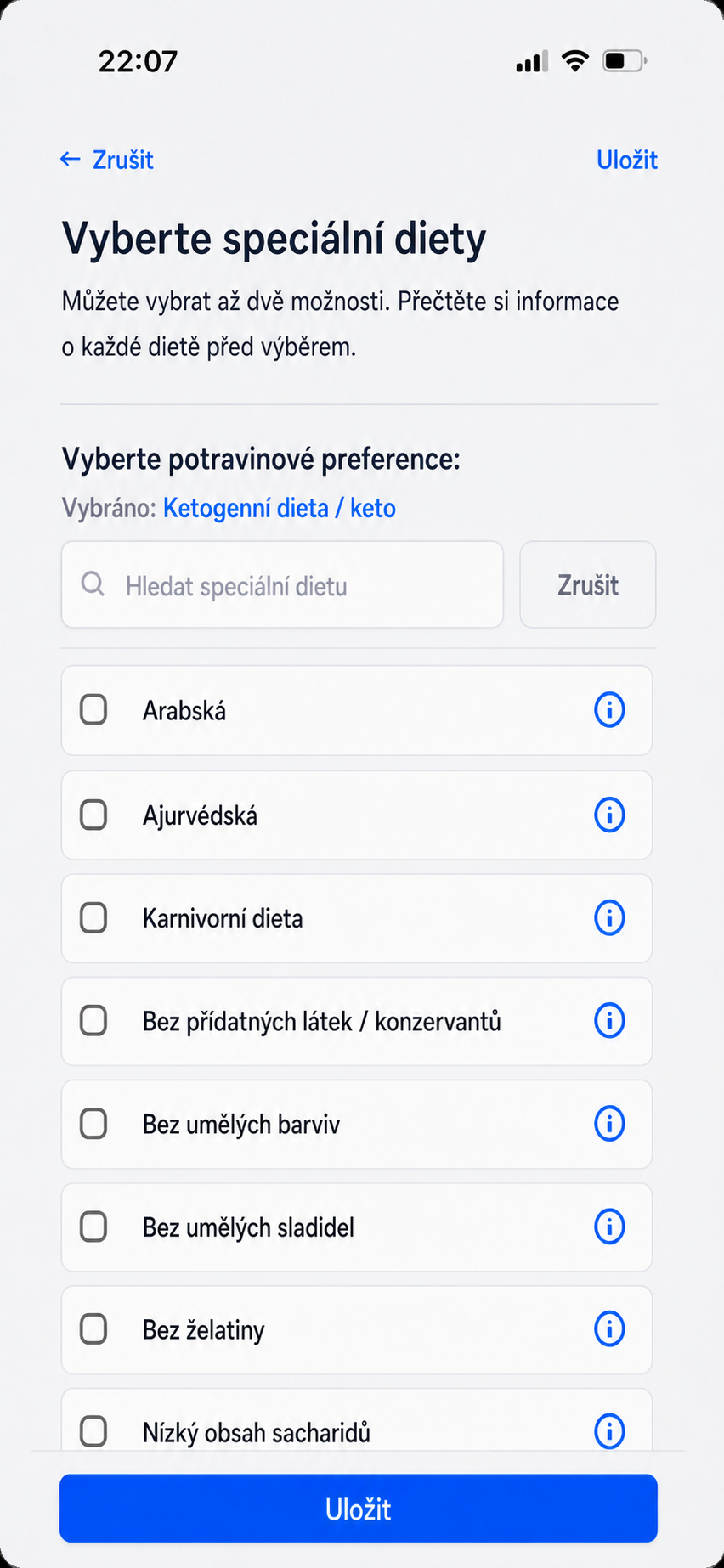 Přidejte speciální diety