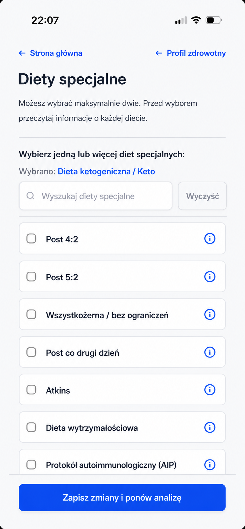 Dodaj diety specjalne