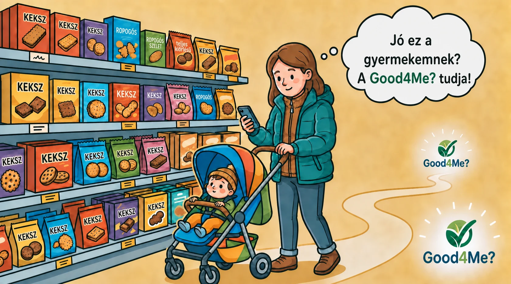 Anya és fia a Good4Me? segítségével választja ki az ételt