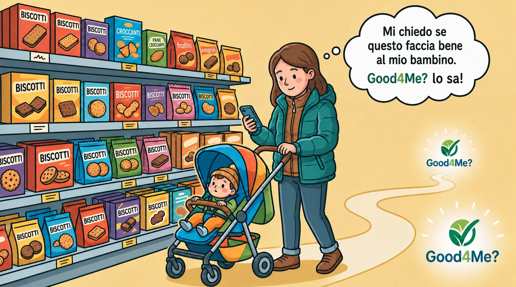 Madre e bambino scelgono il cibo con l'aiuto di Good4Me?