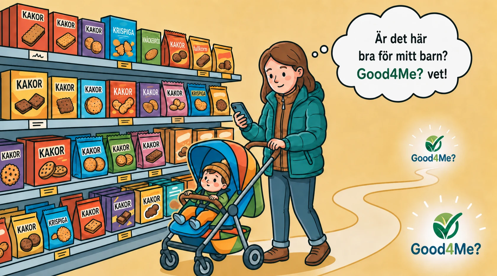 Mor och son väljer mat med hjälp av Good4Me?